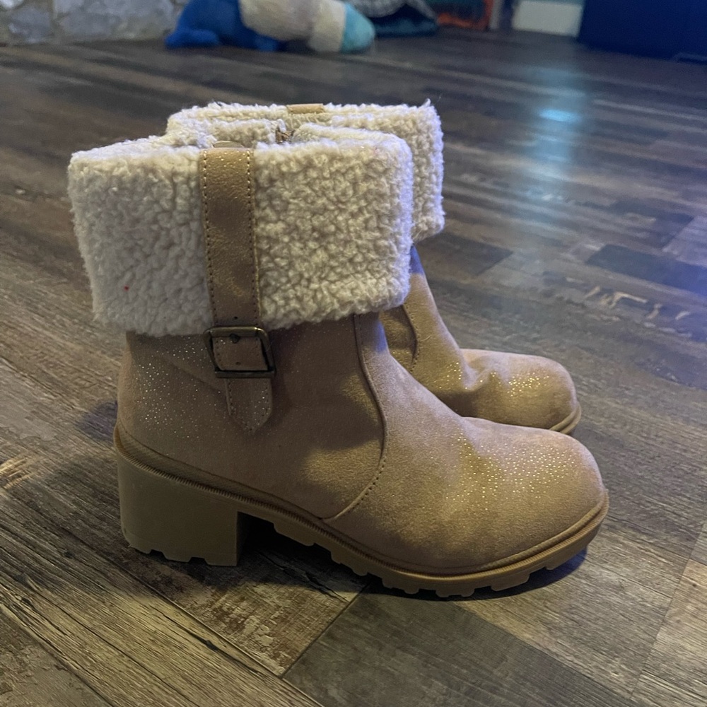 Girls Boots Tan Faux Shearling